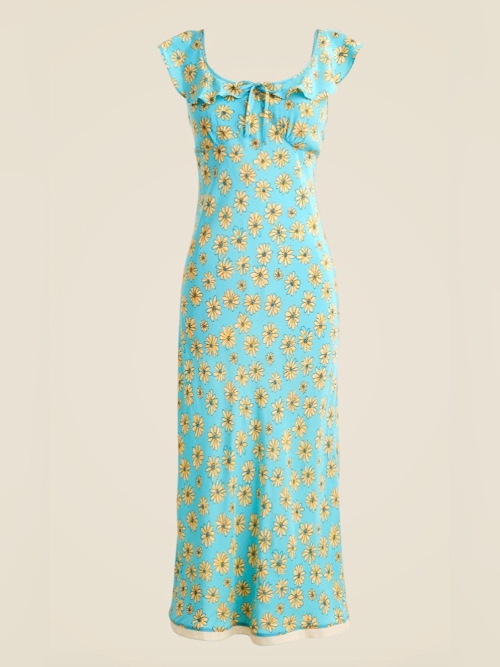 J Crew ruffle cap-sleeve slip dress in retro daisy print size 4